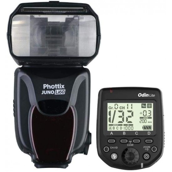 Phottix Juno Li60 Lithium Battery Hot Shoe Flash + Odin Lite Tx Combo