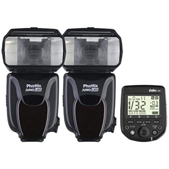 Phottix Juno Li60 Lithium Battery Hot Shoe Flash X2  + Odin Lite Tx Combo