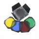 Phottix Barndoors, Grid and Gel Set (for 7" reflectors) 擋光板，蜂巢和濾光片套裝（適用於7"反光罩） 